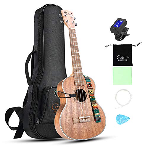 Hricane Tenor Ukulele 26 Inch Professional Ukelele For Beginners Adults, UKS-3 Sapele Hawaiian Ukele with Bag, Digital Tuner, Strap, 4 Strings Set, Pick, Cleaning Cloth