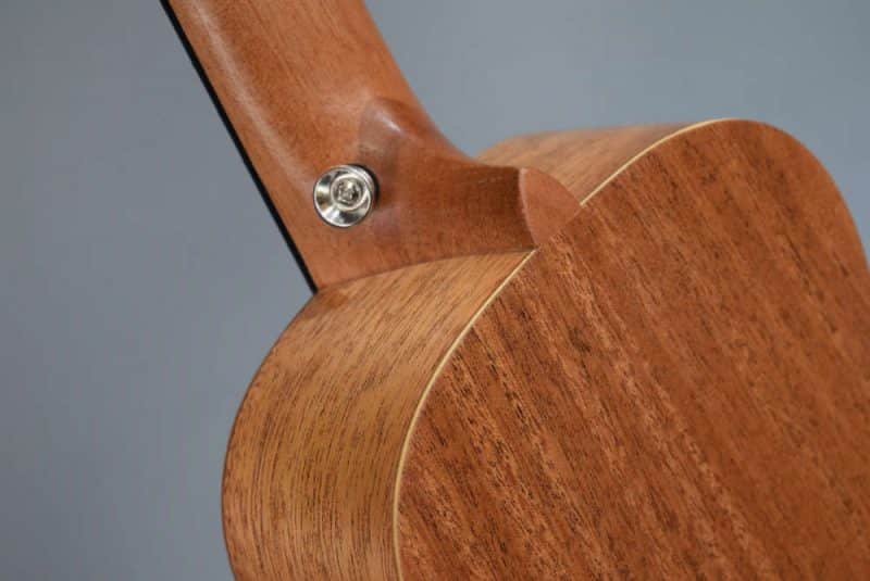 Donner ukulele back and heel close-up