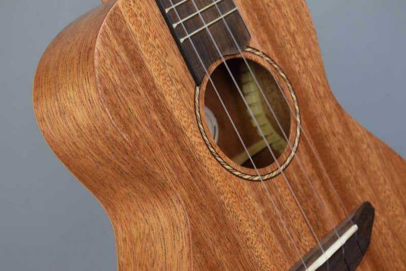 Donner ukulele front and rosette close-up