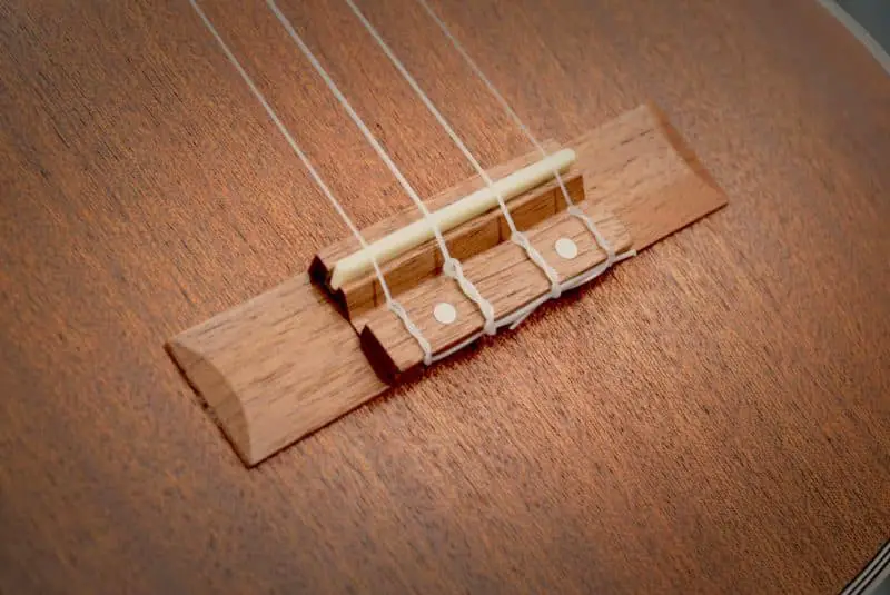 Hricane ukulele - bridge and saddle closeup