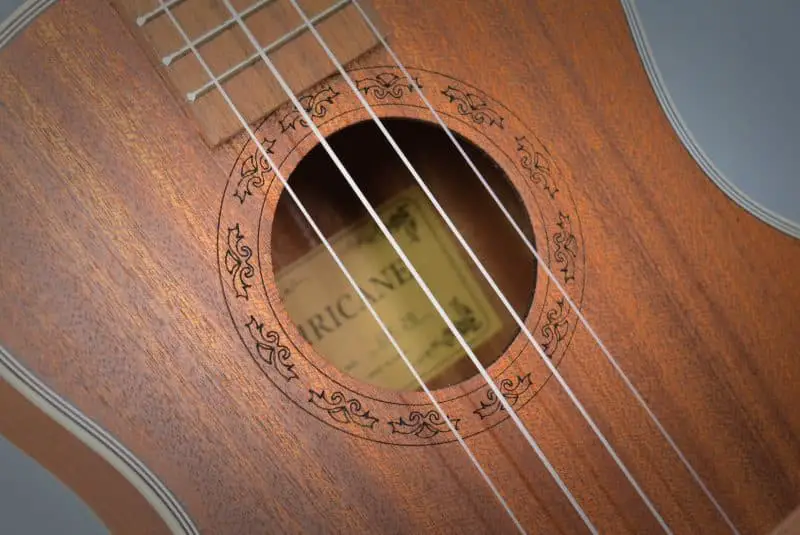 Hricane ukulele - rosette and soundhole closeup