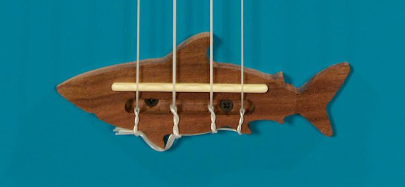 Makala Shark Ukulele Bridge Close Up