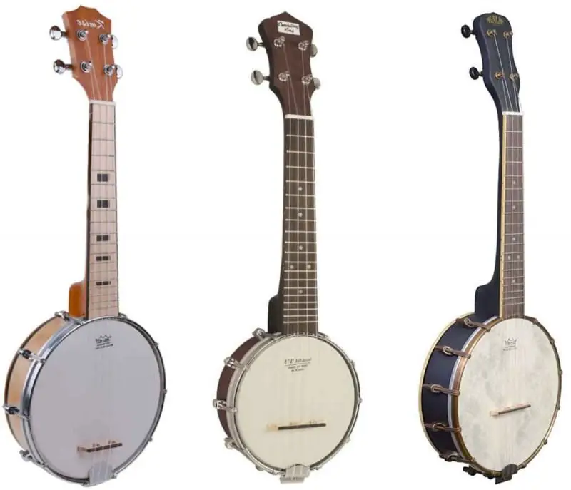 Collage of banjo ukuleles